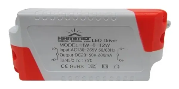 Driver Hammer Electronic para Lampara Led con Regleta a Presión 8/12W 85/27 Dc 23/50V